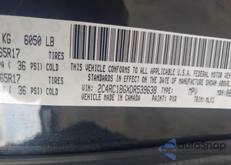 2013 Chrysler Town & Country Touring z USA, uszkodzony, nr VIN 2C4RC1BGXDR539638